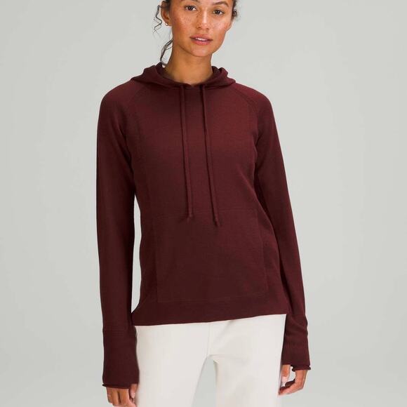 LULULEMON Light Merino Wool Hoodie Sweater Red Merlot 12 - Picture 1 of 12